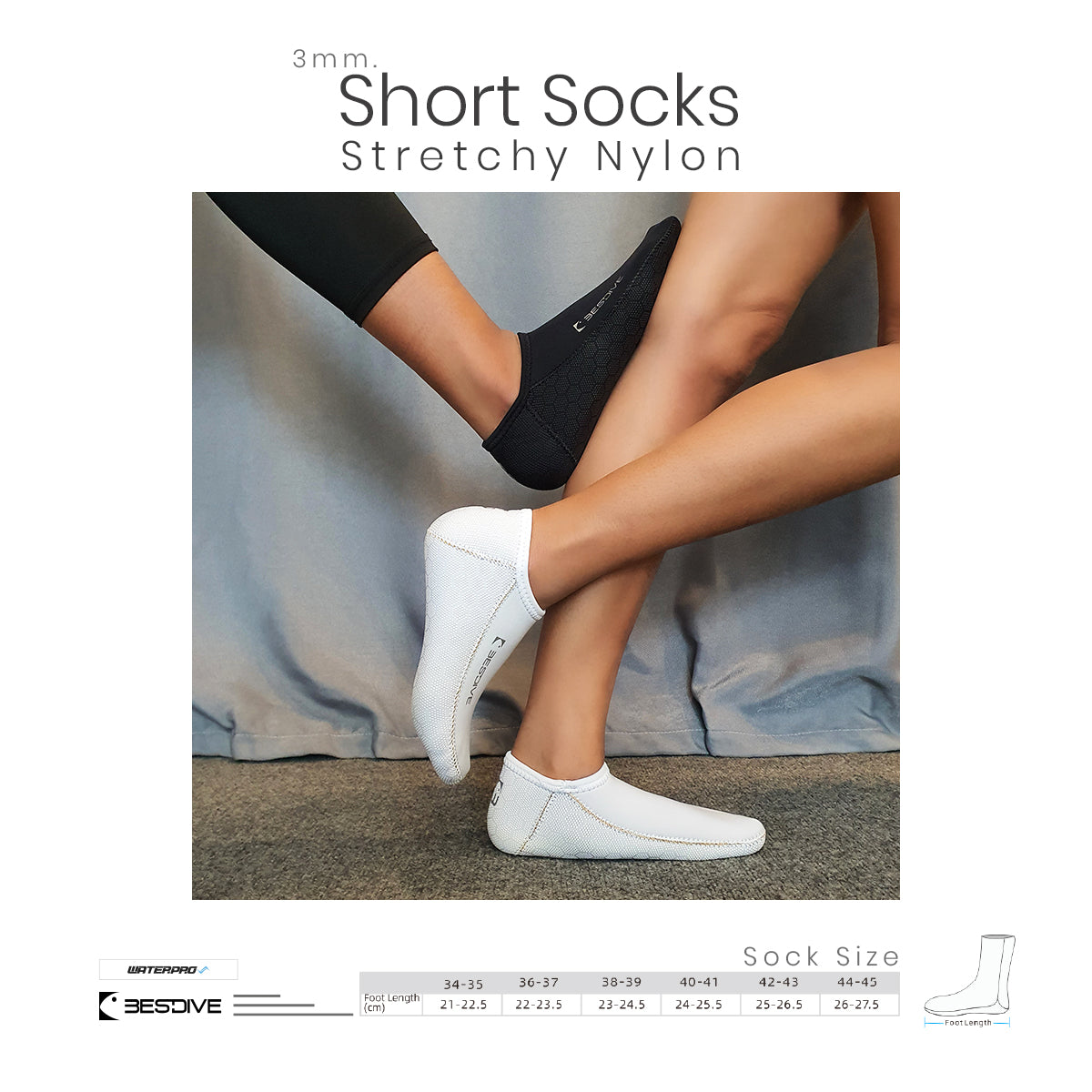 3mm Short Stretchy Nylon Socks