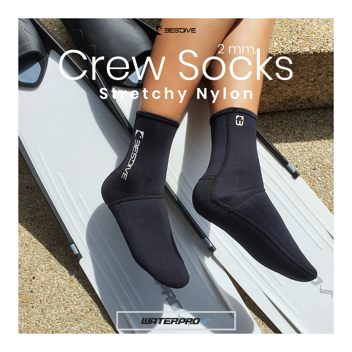 2-3mm Stretchy Nylon Crew Socks
