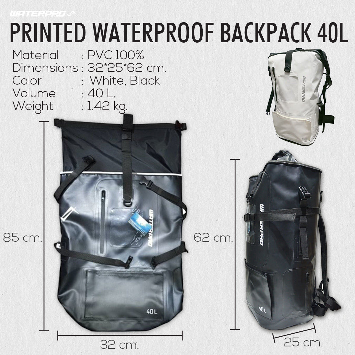 Printed Waterproof Backpack 40L