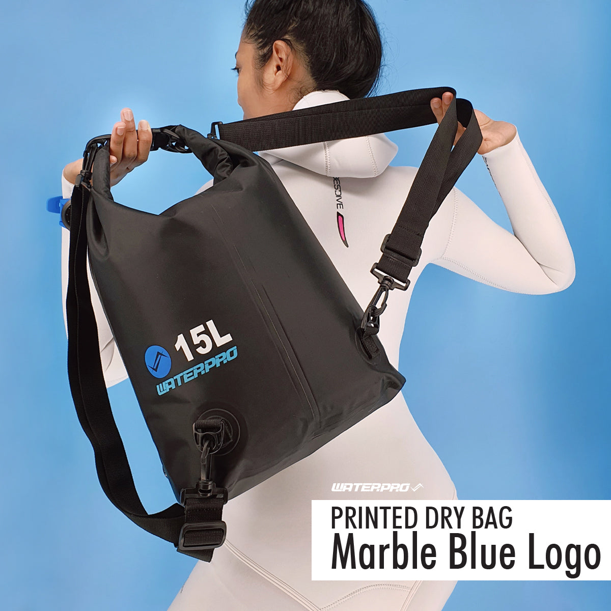 Printed Dry Bag Marble Blue Logo