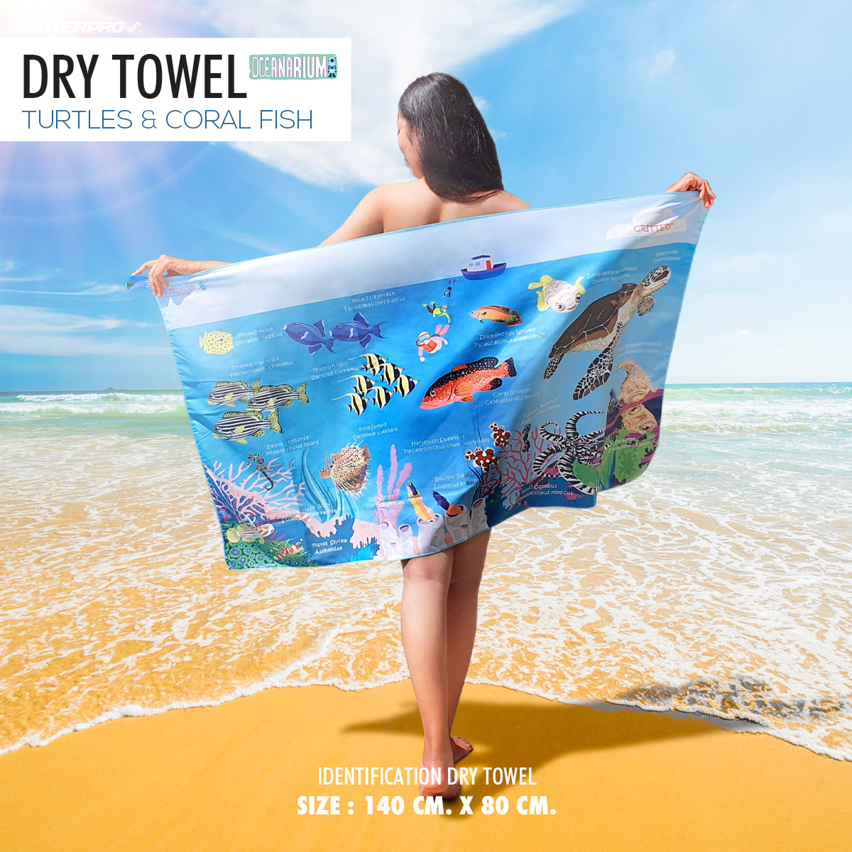 Oceanarium Dry Towel 80cm x 140cm.