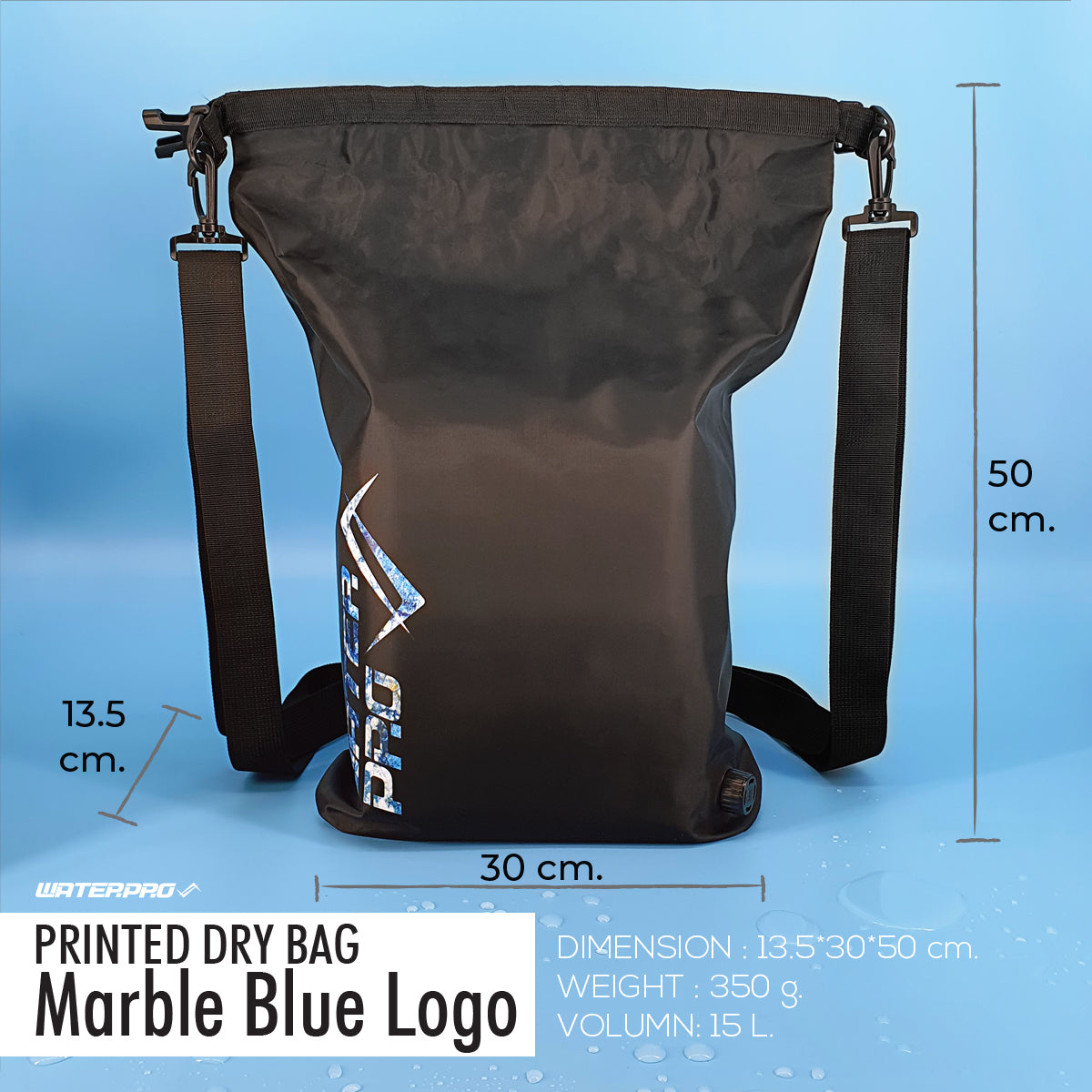 Printed Dry Bag Marble Blue Logo