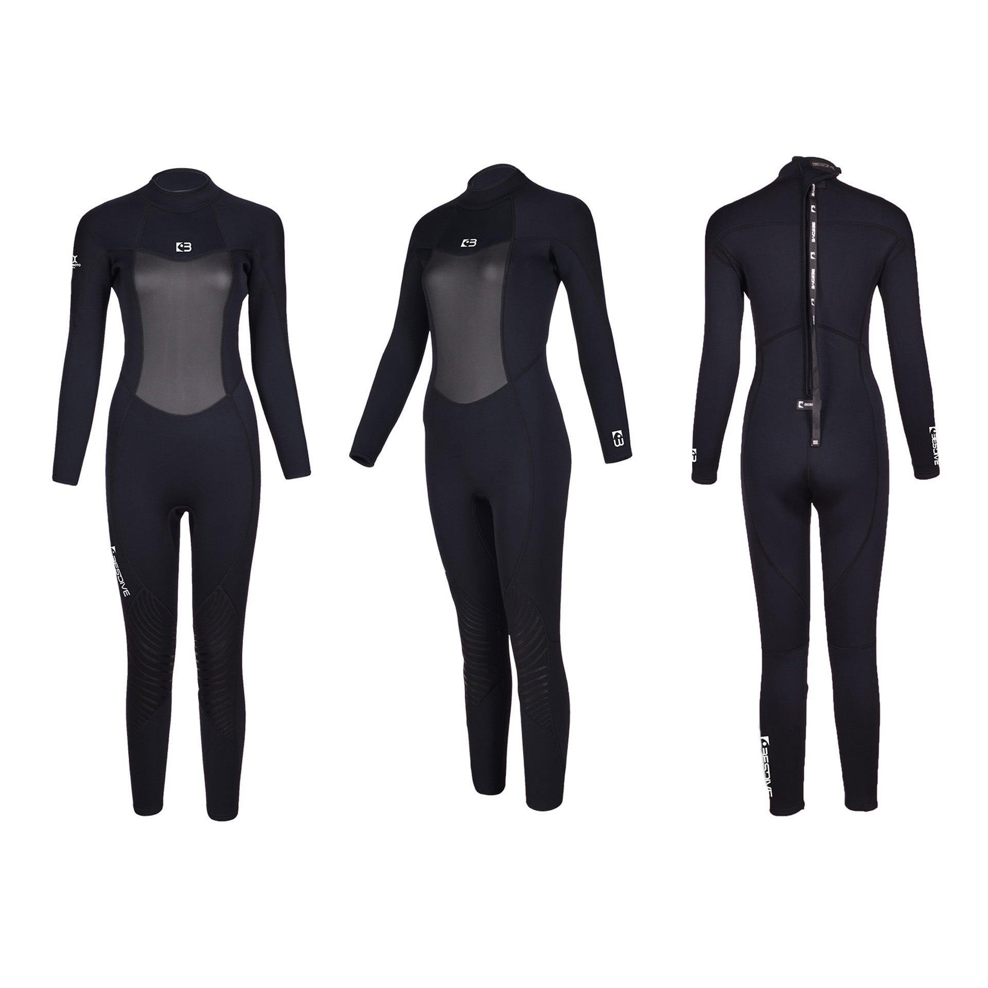 .In Stock 3mm Stretch Nylon Jumpsuit Black & White